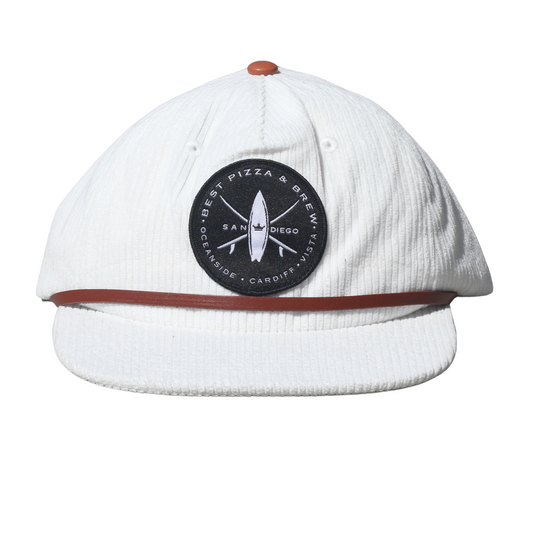 White Corduroy with Circle Surf Logo